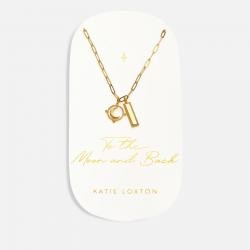 Katie Loxton To The Moon & Back Carded Charm 18-Karat Gold-Plated Necklace
