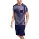 Jockey Cotton Nautical Stripe Short Pyjama Marin Randig bomull X-Large Herr